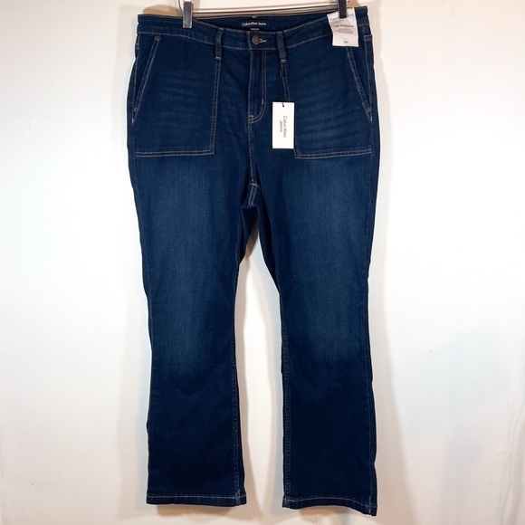 NWT Calvin Klein Repreve High Waist Boot Cut blue jeans plus size 16W - Picture 2 of 10